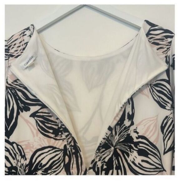 Calvin Klein Women’s Size 2 Tiered Sleeve Shift Dress Multicolor Floral Zip Up - Picture 11 of 12